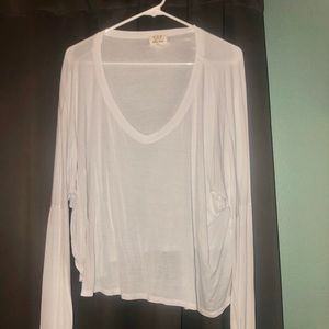 NWOT PST Los Angles Long Sleeve White Shirt! Sheer